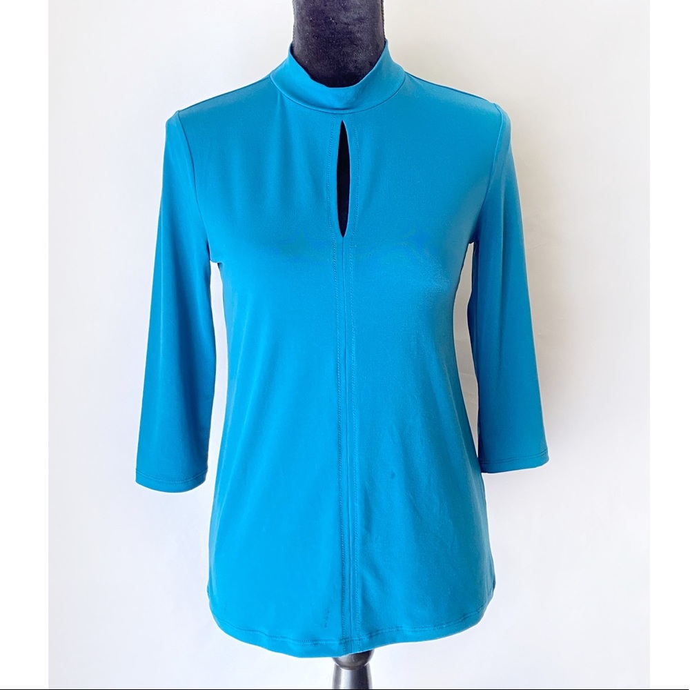 BANANA REPUBLIC Keyhole 3/4 sleeve Blue Blouse